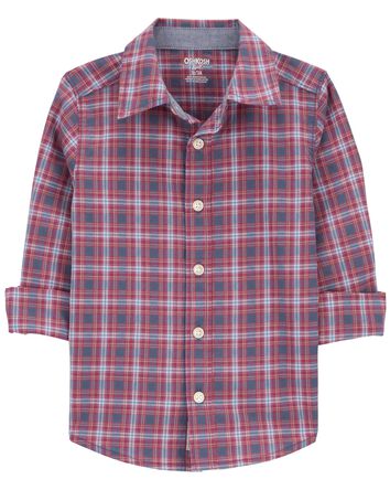 Plaid Button-Front Shirt, 