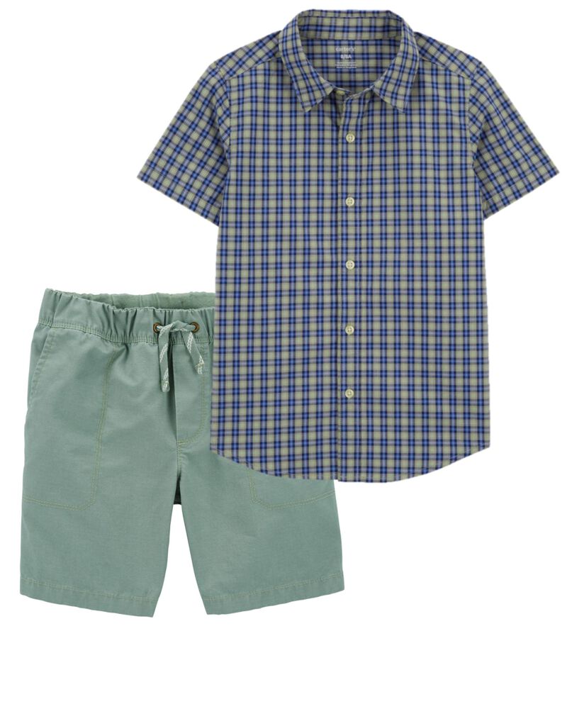 Kid 2-Piece Button-Down Shirt & Pull-On Terrain Shorts Set, image 1 of 1 slides