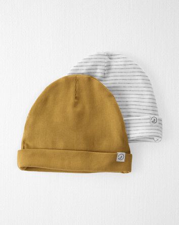 Baby 2-Pack Organic Cotton Rib Caps
