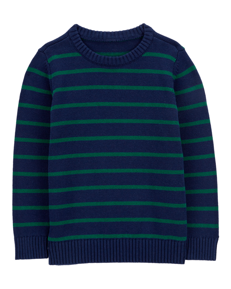 Kid Navy Green Striped Sweater, image 1 of 3 slides