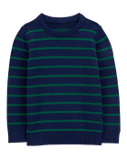 Kid Navy Green Striped Sweater, image 1 of 3 slides