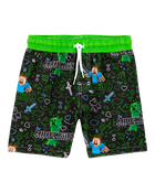 Kid Minecraft® Swim Trunks - Green, image 1 of 3 slides