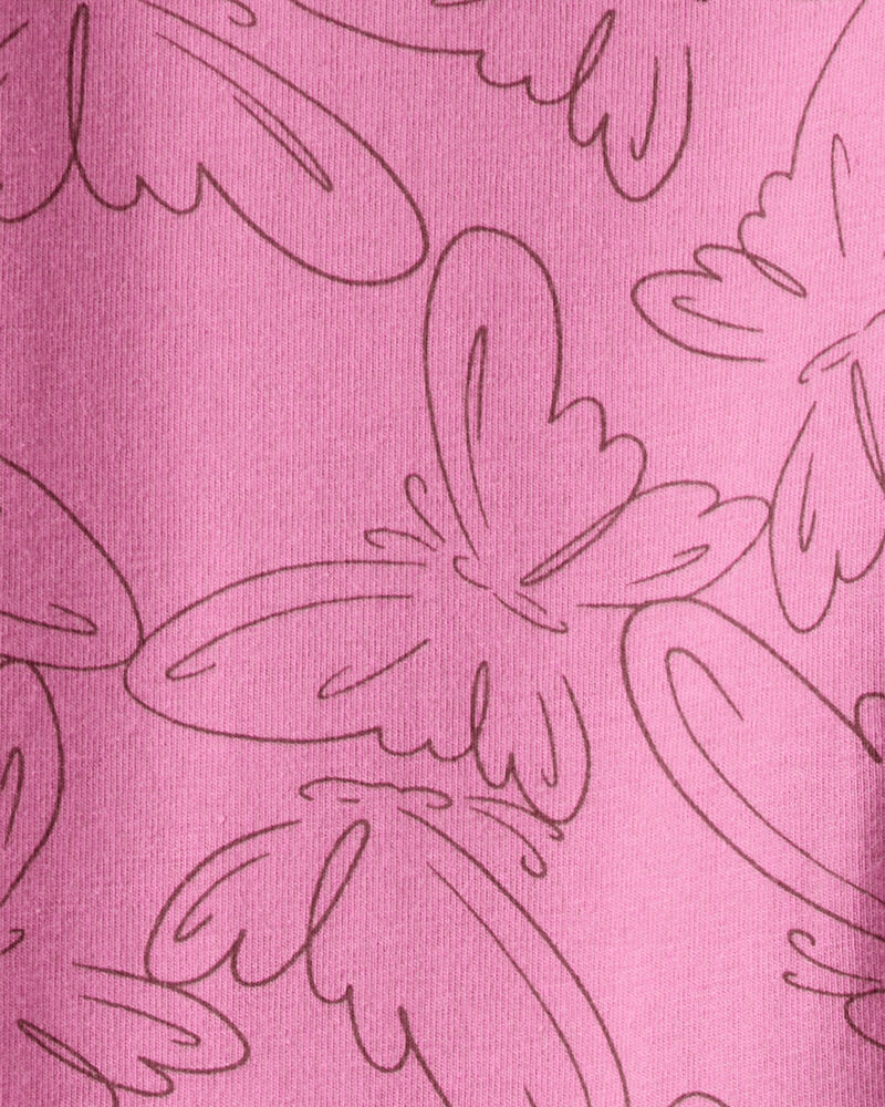 Girls Butterfly Print Cotton Pull-On Stretch Leggings - Pink, image 3 of 4 slides