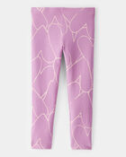 Toddler Girl Cotton Heart Stretch Leggings - Purple, image 2 of 4 slides