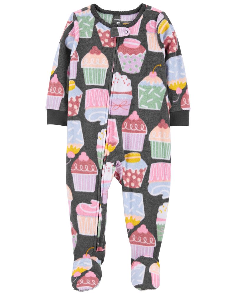 Baby 1-Piece Cupcake Fleece Footie Pajamas, image 1 of 4 slides