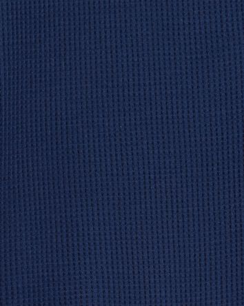 Kid Solid Loose Fit Waffle Knit 2-Piece Pajamas - Navy, 