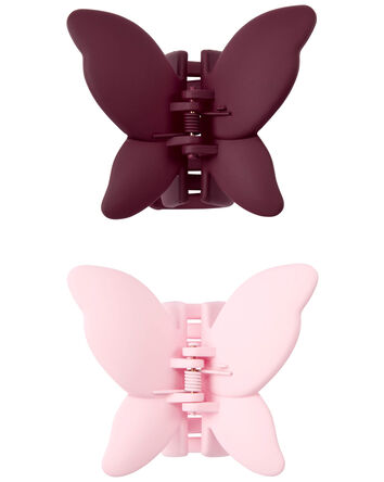 2-Pack Butterfly Hair Clips in Pink & Maroon, 