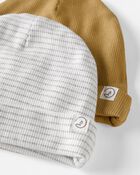 Baby 2-Pack Organic Cotton Rib Caps, image 2 of 3 slides
