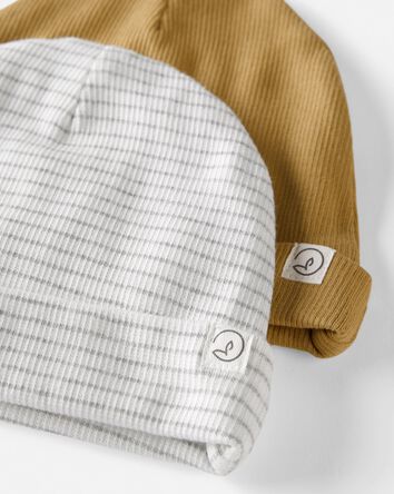 Baby 2-Pack Organic Cotton Rib Caps, 