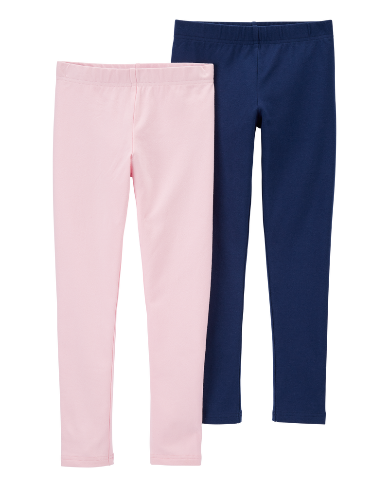 Kid 2-Pack Pink & Navy Leggings, image 1 of 1 slides