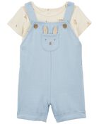 Baby 2-Piece Tee & Bunny Shortall Set, image 1 of 6 slides