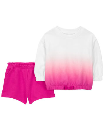 Baby 2-Piece Dip-Dye Sweatshirt & Short Set, 