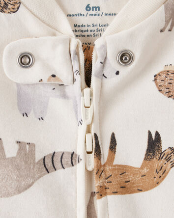 Baby Boy Fox Print 100% Cotton Long-Sleeve Sleep & Play - Ivory, 