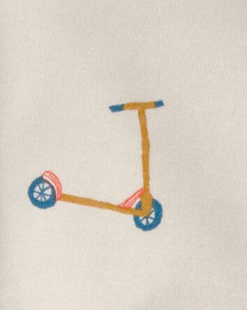 Baby Scooter Short-Sleeve Romper - Cream, 
