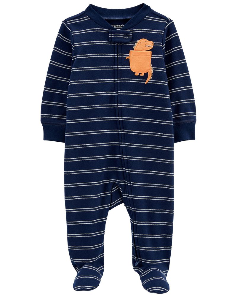Baby Dinosaur 2-Way Zip Cotton Sleep & Play Pajamas, image 1 of 4 slides
