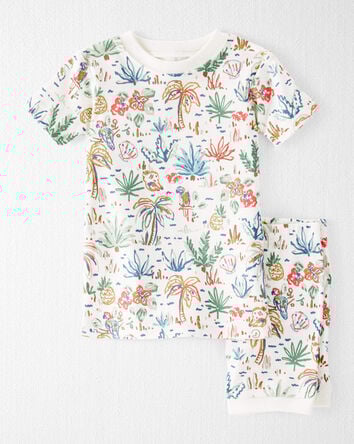 Baby Organic Cotton Pajamas Set in Tropical Paradise Print, 