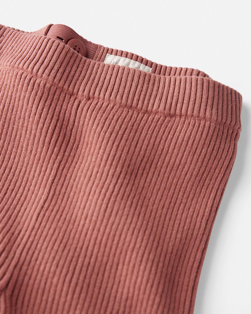 Toddler Organic Cotton Ribbed Sweater Knit Leggings in Rose, image 2 of 3 slides