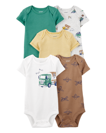 Baby Boy 5-Pack Construction Short-Sleeve Bodysuits, 