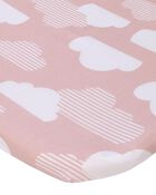 Skip Hop Cozy-Up 2-in-1 Bedside Sleeper 100% Cotton Fitted Bassinet Sheet - Pink & White Clouds, image 1 of 4 slides