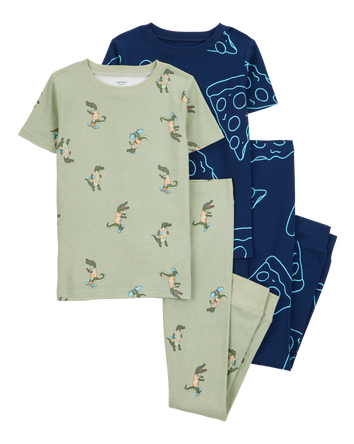 Kid 4-Piece Alligator Cotton Pajamas, 