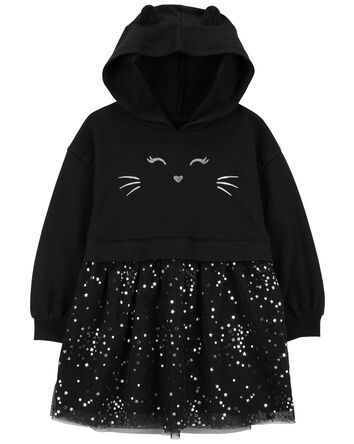 Toddler Cat Hooded Tulle Dress, 