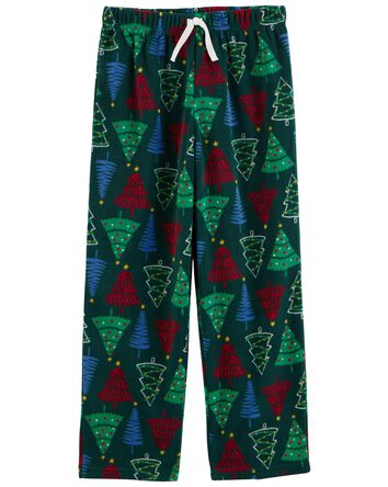 Kid Christmas Tree Pull-On Fleece Pajama Pants, 