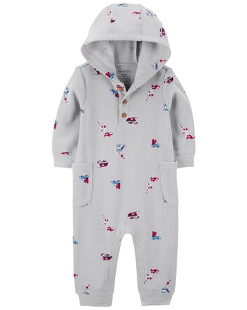 Baby Boat Print Thermal Jumpsuit - Grey, 