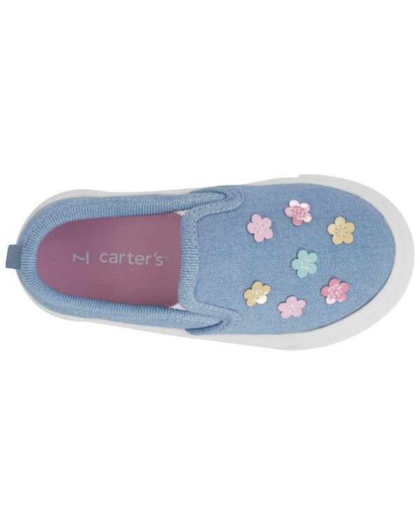 Toddler Floral Chambray Slip-On Shoes