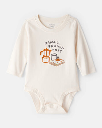 Baby Nana's Brunch Date Long-Sleeve Graphic Bodysuit - Cream, 