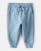 Baby Boy Solid Fleece Cotton Jogger - Blue, image 1 of 4 slides