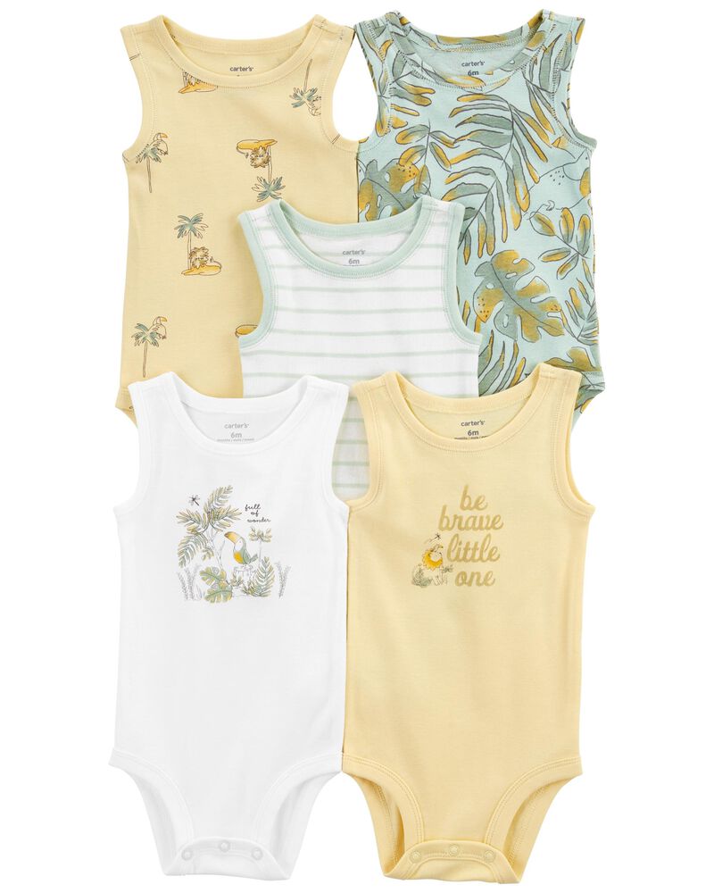Baby 5-Pack "Be Brave Little One" Sleeveless Bodysuits, image 1 of 6 slides