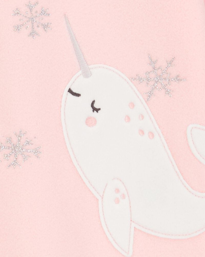 Toddler 1-Piece Narwhal Fleece Footie Pajamas, image 2 of 4 slides