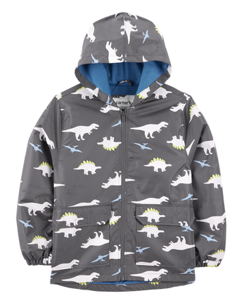 Dinosaur Color Changing Rain Jacket - Grey, 