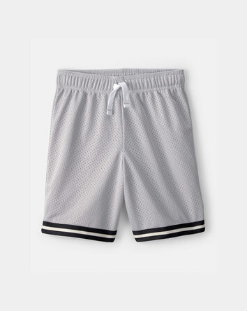 Boys Striped Mesh Active Shorts - Grey, 