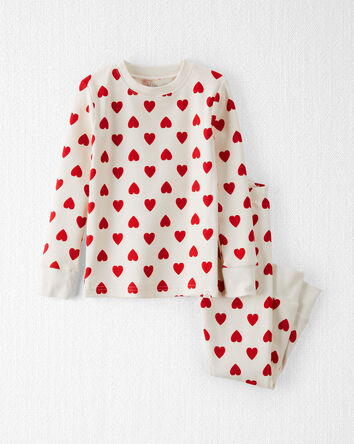 Toddler Organic Cotton Pajamas in Forever Hearts Print, 