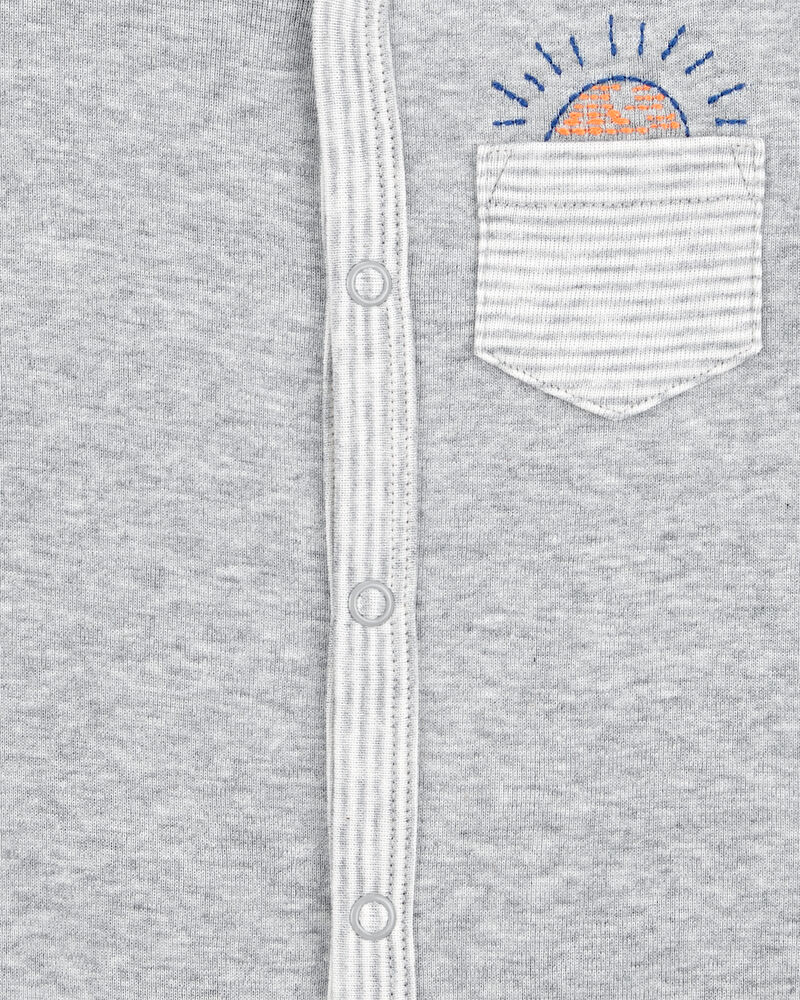 Baby Boy Short-Sleeve Romper - Grey, image 2 of 3 slides