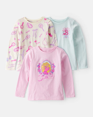 Girls 3-Pack Barbie Long-Sleeve Graphic Tees, 
