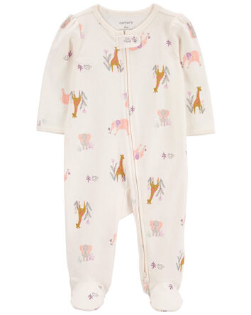 Animal Print 2-Way Zip Cotton Sleep & Play, 