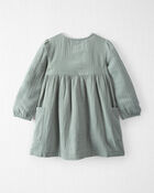 Toddler Organic Cotton Gauze Button-Front Dress in Sage Pond, image 2 of 5 slides