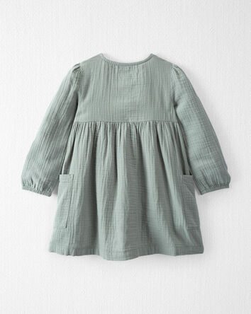Toddler Organic Cotton Gauze Button-Front Dress in Sage Pond, 