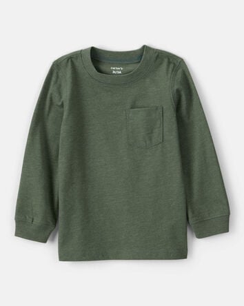 Toddler Boy Long-Sleeve Pocket Tee - Dark Green, 