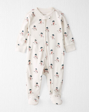 Baby Organic Cotton Sleep & Play Pajamas in Snowman Print, 