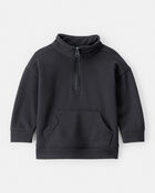 Baby Boy Solid Fleece Quarter Zip Sweatshirt - Black, image 1 of 3 slides