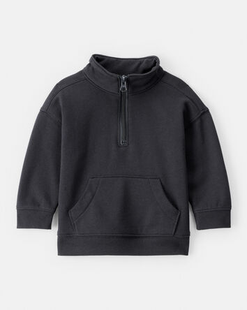 Baby Boy Solid Fleece Quarter Zip Sweatshirt - Black, 