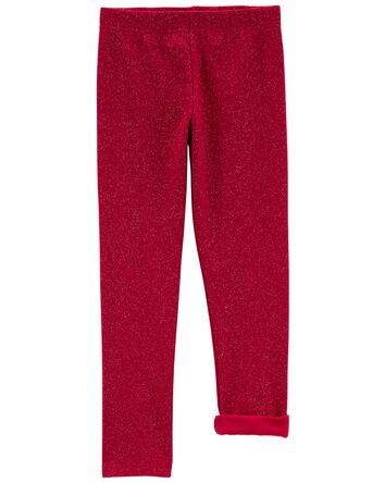 Kid Glitter Cozy Fleece Leggings, 