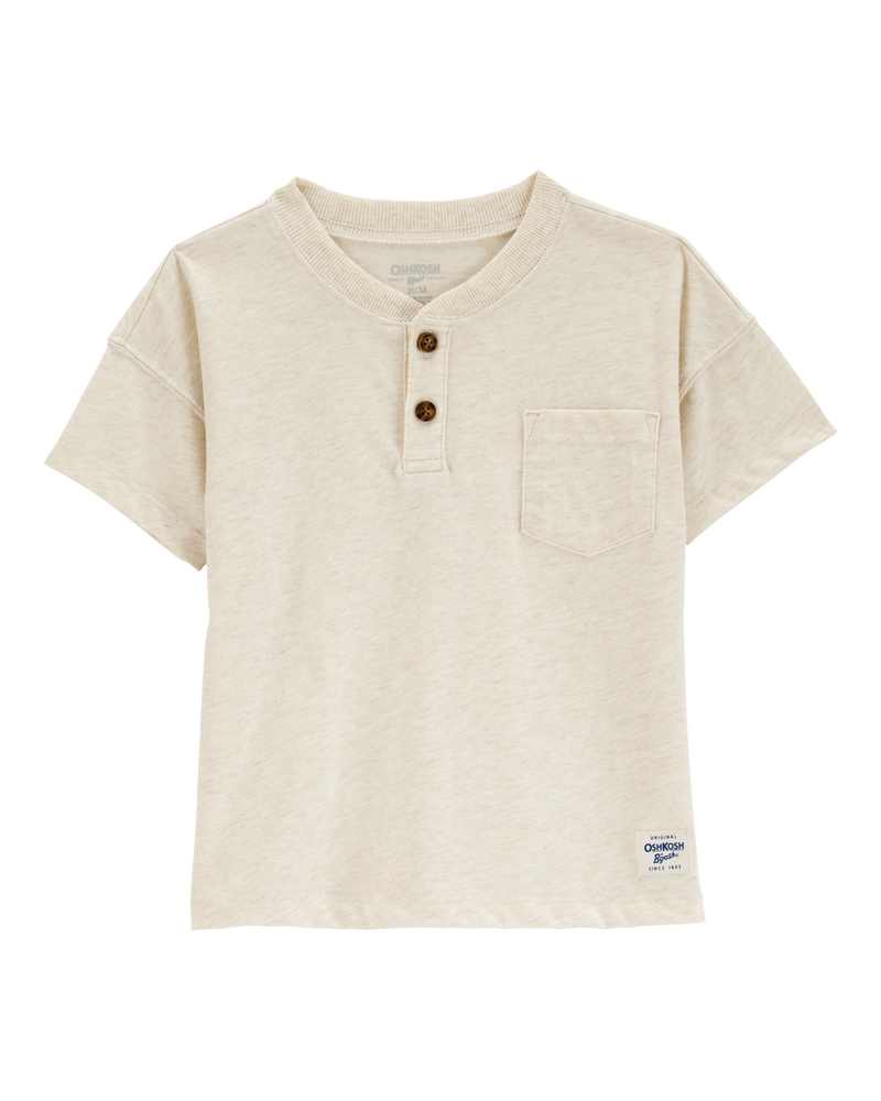 Baby Pocket Henley Tee - Cream, image 1 of 3 slides