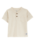 Baby Pocket Henley Tee - Cream, image 1 of 3 slides