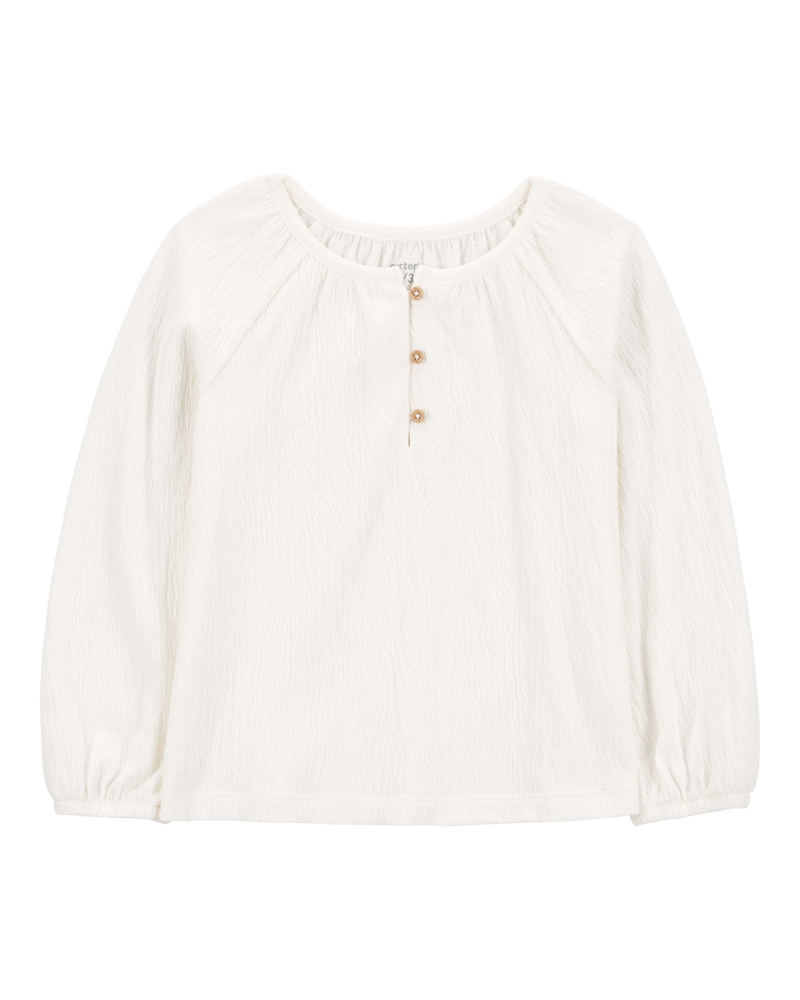 Toddler Gauze Long-Sleeve Top - Cream, image 1 of 3 slides
