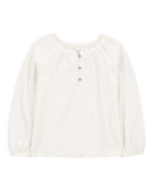 Toddler Gauze Long-Sleeve Top - Cream, image 1 of 3 slides