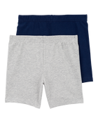 Kid 2-Pack Tumbling Shorts - Grey/Navy, image 2 of 6 slides